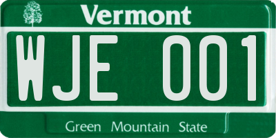 VT license plate WJE001