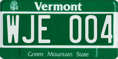 VT license plate WJE004