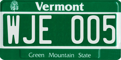 VT license plate WJE005