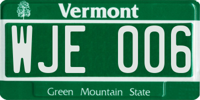 VT license plate WJE006