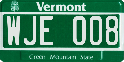 VT license plate WJE008