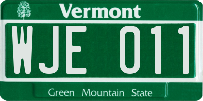 VT license plate WJE011