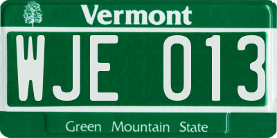 VT license plate WJE013