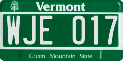 VT license plate WJE017