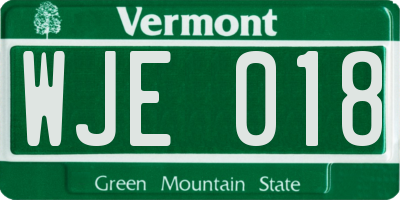 VT license plate WJE018