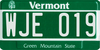 VT license plate WJE019