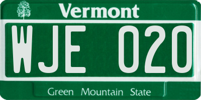 VT license plate WJE020