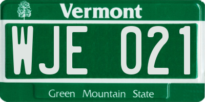 VT license plate WJE021