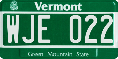 VT license plate WJE022