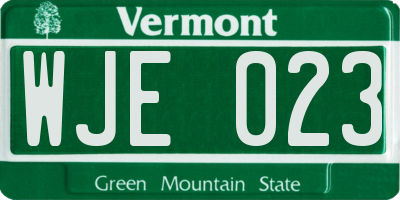 VT license plate WJE023