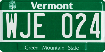 VT license plate WJE024