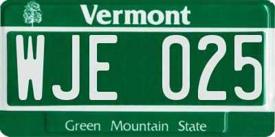VT license plate WJE025