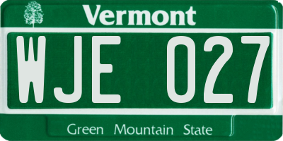 VT license plate WJE027