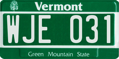 VT license plate WJE031