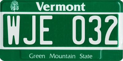 VT license plate WJE032