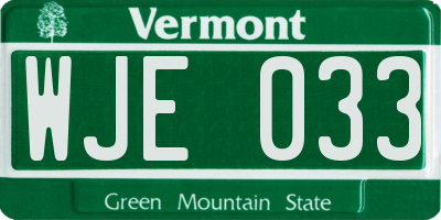 VT license plate WJE033