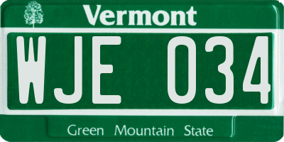 VT license plate WJE034