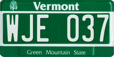 VT license plate WJE037