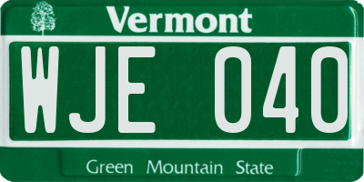 VT license plate WJE040