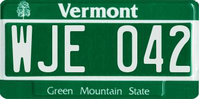 VT license plate WJE042