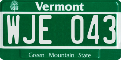 VT license plate WJE043