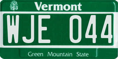 VT license plate WJE044