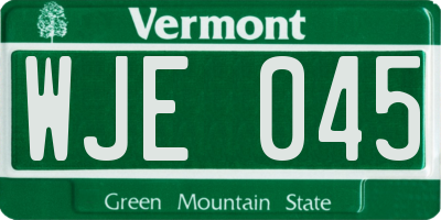 VT license plate WJE045