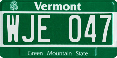 VT license plate WJE047