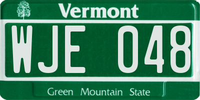 VT license plate WJE048