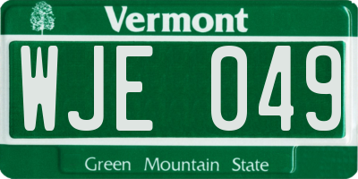 VT license plate WJE049