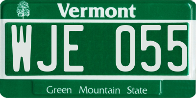 VT license plate WJE055