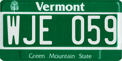 VT license plate WJE059