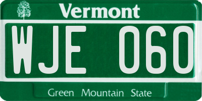 VT license plate WJE060