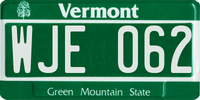 VT license plate WJE062