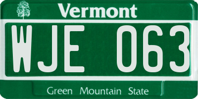 VT license plate WJE063