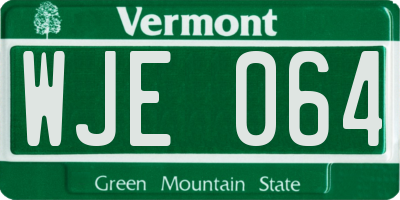 VT license plate WJE064