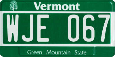 VT license plate WJE067