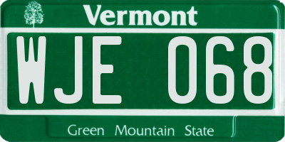 VT license plate WJE068