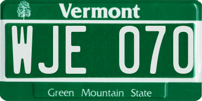 VT license plate WJE070
