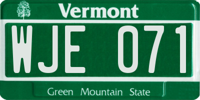 VT license plate WJE071