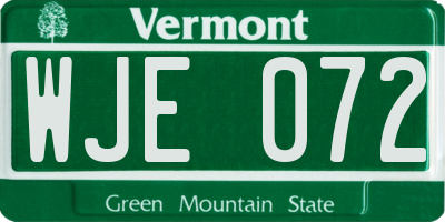 VT license plate WJE072