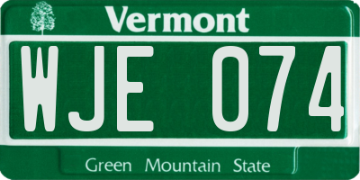 VT license plate WJE074
