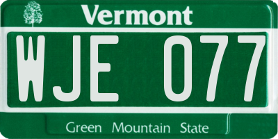 VT license plate WJE077
