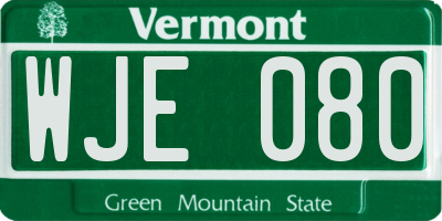 VT license plate WJE080