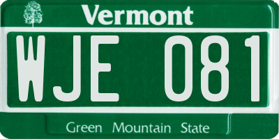 VT license plate WJE081