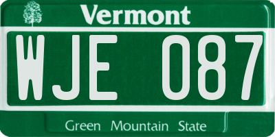 VT license plate WJE087