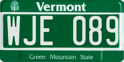 VT license plate WJE089
