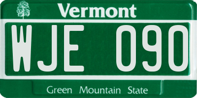 VT license plate WJE090