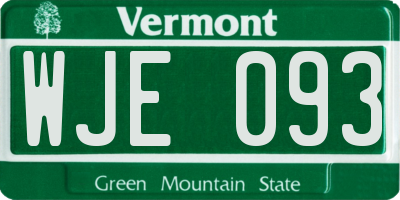 VT license plate WJE093