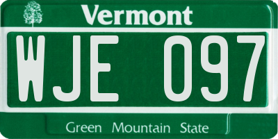 VT license plate WJE097